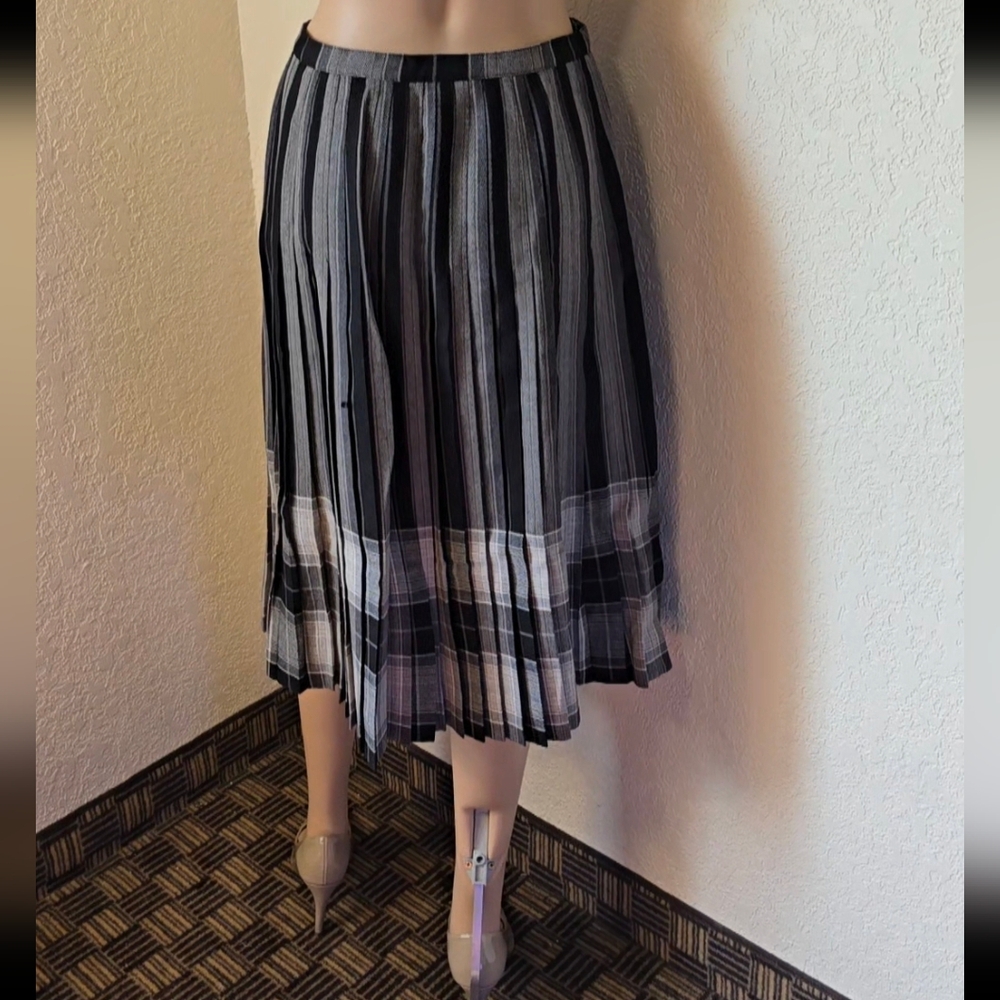 Black and Gray Asymmetrical Wrap Midi Skirt